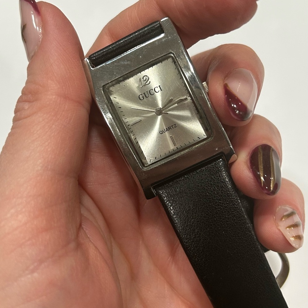 Vintage Black and Silver Rectangular Watch